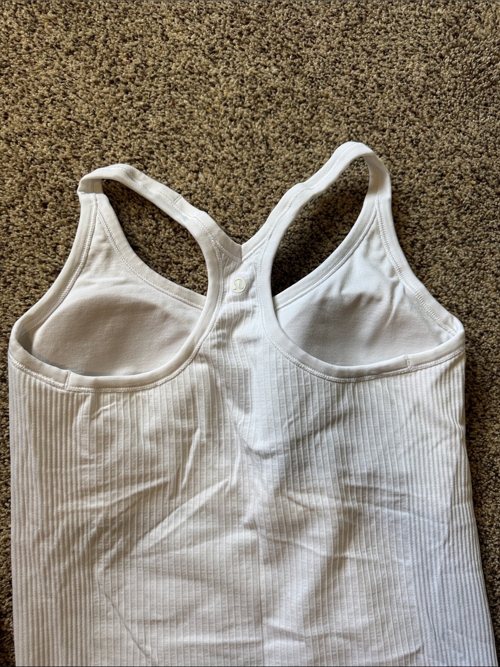 White Ribbed Racerback Lululemon Tank Top - Picture 3 of 3